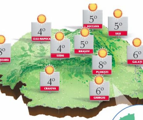 PROGNOZA METEO. Primăvara își face încălzirea, cu vreme frumoasă și din ce în ce mai caldă
