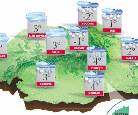 PROGNOZA METEO. Se-ntorc ninsorile, iar temperaturile vor marca o scădere semnifi cativă