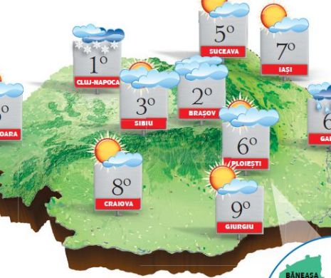 PROGNOZA METEO. Temperaturi peste mediile climatologice, la început de februarie