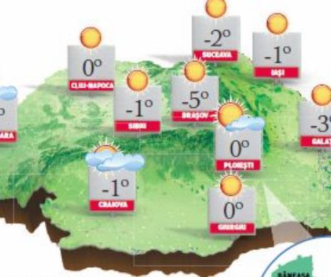 PROGNOZA METEO. Vreme frumoasă, dar rece, geroasă dimineața și noaptea, în aproape toată țara
