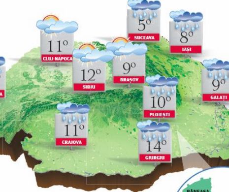 PROGNOZA METEO. Vreme frumoasă și caldă cu ploi trecătoare, în ultimele zile din această iarnă
