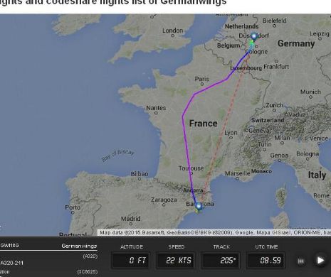 ÎNREGISTRARE ÎN PREMIERĂ. Acesta să fie motivul PRĂBUŞIRII? Avionul DIN FRANŢA a urmat azi un TRASEU CIUDAT. Deobicei, nu ZBURA pe acolo