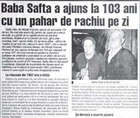 Memoria EVZ. Cum a ajuns o babă la 103 ani bând zilnic un pahar de rachiu