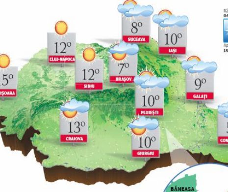 PROGNOZA METEO. În vestul, nord-vestul și centrul țării, vremea va fi mai caldă decât în mod normal