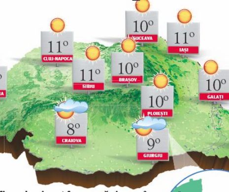 PROGNOZA METEO. Început de săptămână cu vreme frumoasă și temperaturi de primăvară