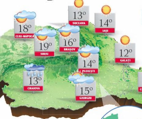 PROGNOZA METEO. Primăvară în toată regula, cu cer variabil și maxime de până la 19 grade Celsius