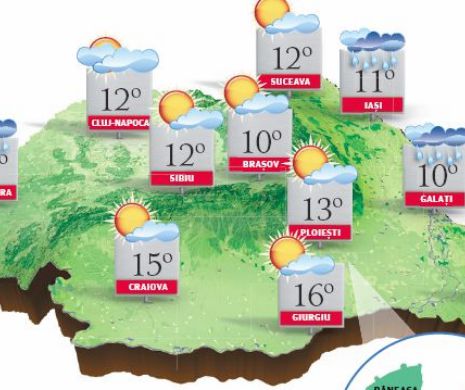 PROGNOZA METEO. Temperaturi normale în regiunile sudice, iar în restul teritoriului mai scăzute