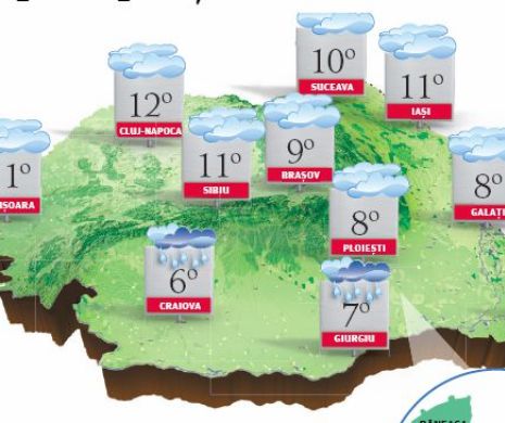 PROGNOZA METEO. Vreme cu temperaturi normale pentru această perioadă și cu precipitații reduse cantitativ
