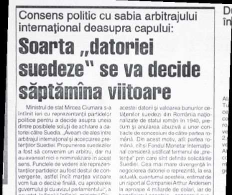 „Datoria suedeză” încă mai lovește bugetul de stat