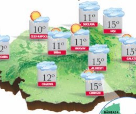 PROGNOZA METEO. Nu e păcăleală. Vremea rămâne rece în majoritatea regiunilor, cu ploi locale, dar și cu ninsori