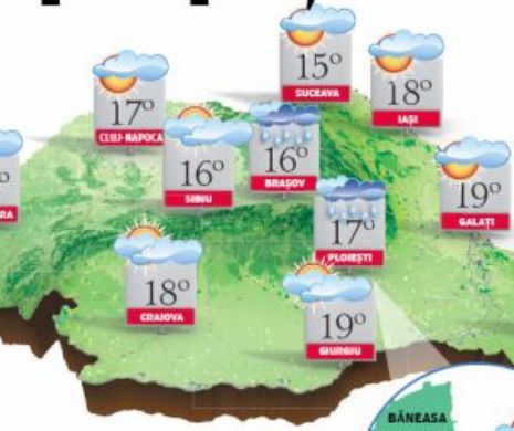 PROGNOZA METEO. Temperaturi normale pentru sfârșitul lui aprilie, dar cu precipitații slabe