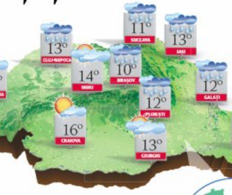 PROGNOZA METEO. Temperaturi scăzute pentru această dată, cu ploi slabe, lapoviță și chiar ninsoare