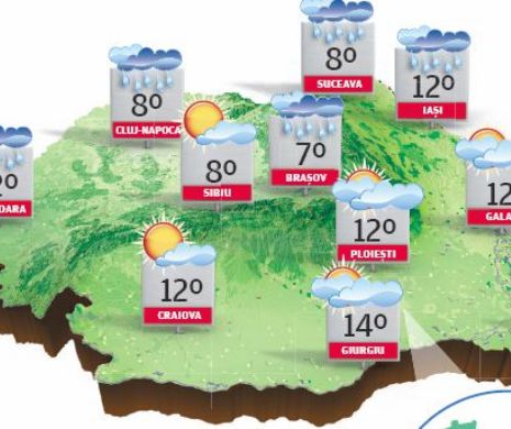 PROGNOZA METEO. Vreme mohorâtă de Florii: ploi, lapoviță, ninsori și temperaturi mai scăzute decât cele specifice perioadei