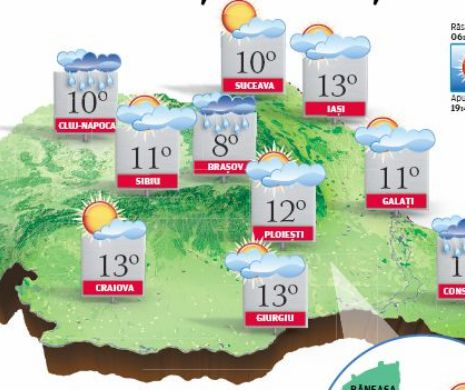 PROGNOZA METEO. Vreme predominant frumoasă, cu temperaturi diurne în creștere ușoară