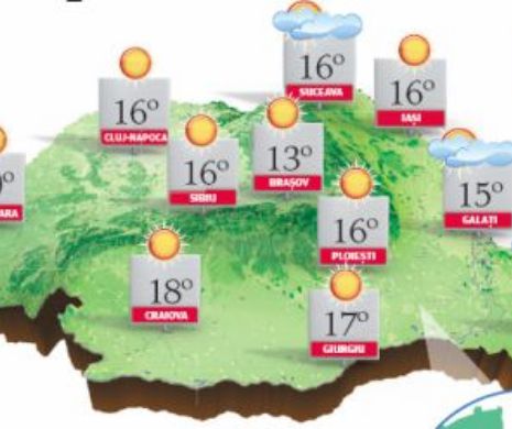 PROGNOZA METEO. Vremea revine la sentimente mai bune, astfel, temperaturile se apropie de cele normale datei