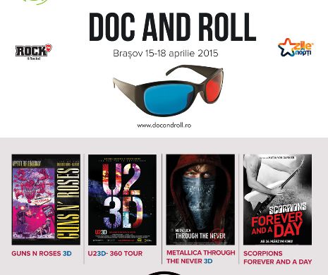 PROIECȚII SPECIALE 3D, filme documentare şi concerte la DOC AND ROLL