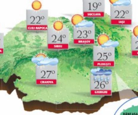 PROGNOZA METEO. Început de săptămână cu vreme frumoasă și caldă. Temperaturi la amiază peste cele normale perioadei