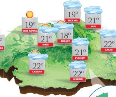 PROGNOZA METEO. Se va încălzi ușor, iar valorile termice vor continua să crească față de intervalul anterior