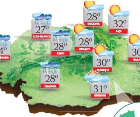 PROGNOZA METEO. Vreme caldă pentru această dată, cu valori termice de până la 32 de grade Celsius
