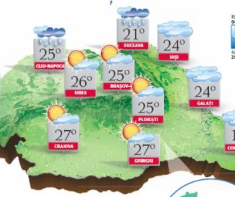 PROGNOZA METEO. Vreme deosebit de caldă, doar câțiva norișori rătăciți vor mai amenința soarele
