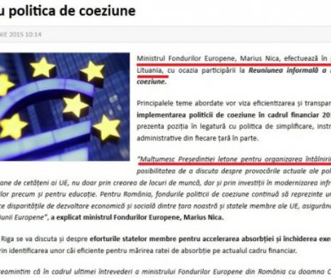Gafă la Ministerul Fondurilor Europene: Ministrul Marius Nica confundă Letonia cu Lituania