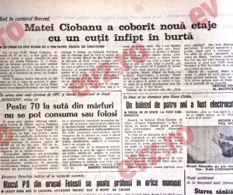 Memoria EVZ. Un bucureștean din Berceni a coborât de la etajul IX cu un cuțit în burtă