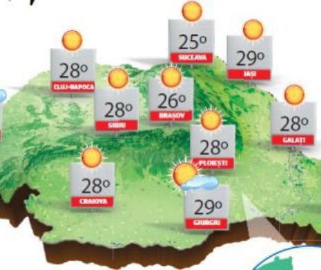 PROGNOZA METEO. Cer mai mult senin, temperaturi în creștere dar, izolat, și cu unele înnorări