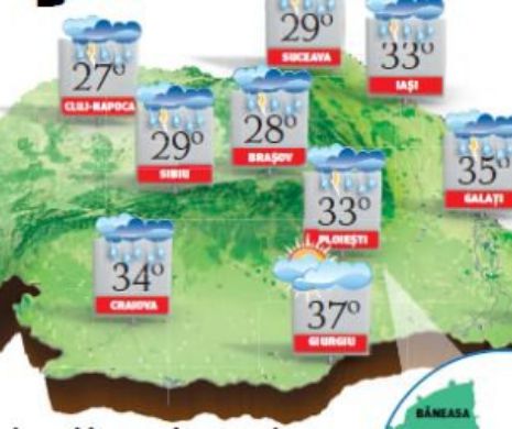 PROGNOZA METEO. Vreme caniculară în Câmpia Română, Podișul Moldovei și partea continentală a Dobrogei