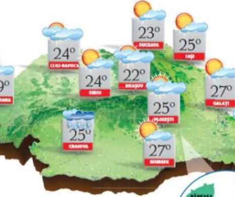 PROGNOZA METEO. Vreme normală din punct de vedere termic, dar ușor instabilă în sudvestul țării și în zonele montane