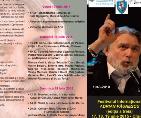 Începe cea de-a treia ediție a Concursului Internațional de Poezie „Adrian Păunescu“
