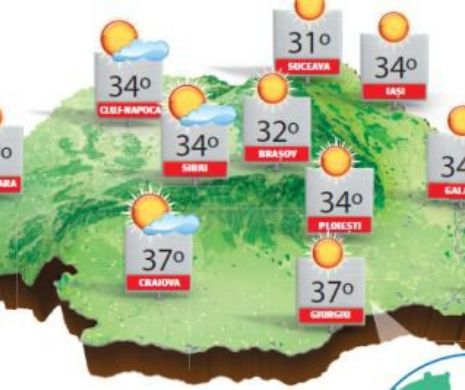 PROGNOZA METEO. Atenționare meteorologică: COD GALBEN de căldură și discomfort termic accentuat