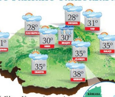 PROGNOZA METEO. În regiunile nordice, vremea se mai răcește, dar în cele sudestice rămâne caniculară