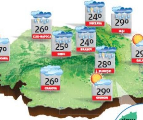 PROGNOZA METEO. Iulie debutează cu ploi în averse, descărcări electrice și intensifi cări de vânt
