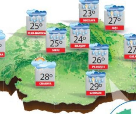 PROGNOZA METEO. Vreme instabilă în majoritatea zonelor, dar călduroasă la orele amiezii