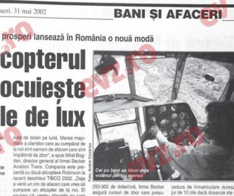Memoria EVZ. Bogătanii schimbă mașinile de lux cu elicopterul