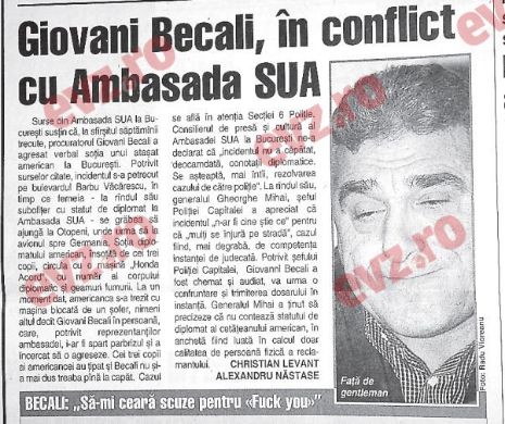 Memoria EVZ. Giovani Becali a agresat un diplomat al Ambasadei SUA