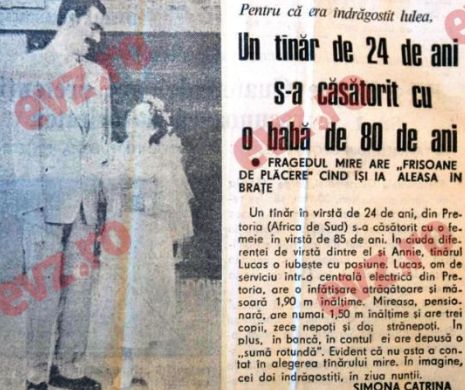 Memoria EVZ. Un bărbat de 24 de ani s-a însurat cu o femeie de 80 de ani
