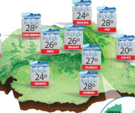 PROGNOZA METEO. În sfârșit vin ploile, dar însoțite de descărcări electrice, vânt și chiar grindină