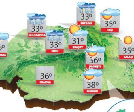 PROGNOZA METEO. În vestul, sudul și sud-estul țării, vreme caniculă cu temperaturi de 38 de grade Celsius