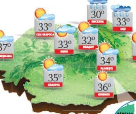 PROGNOZA METEO. Vreme caniculară, cu temperaturi maxime de pînă la 37 de grade Celsius