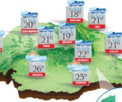 PROGNOZA METEO. Vremea va fi instabilă și se menține răcoroasă, chiar rece în regiunile nord-estice