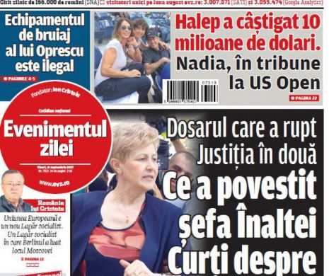 Ce puteţi citi în "Evenimentul zilei" de vineri, 11 septembrie