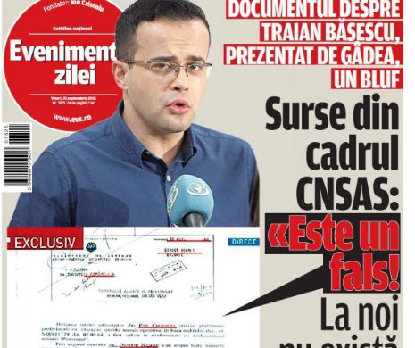Ce puteţi citi în "Evenimentul zilei" de vineri, 25 septembrie