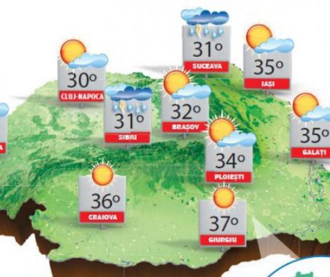 PROGNOZA METEO. Căldura și disconfortul termic se mențin la cote înalte în sud-estul teritoriului