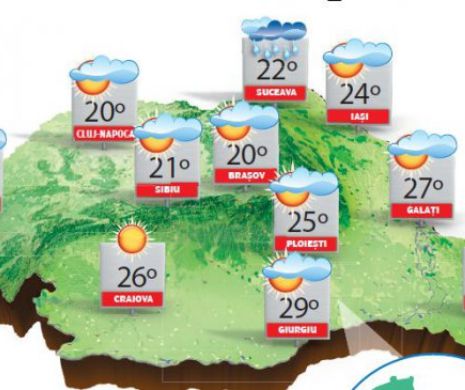 PROGNOZA METEO. Temperaturile vor scădea în toată țara, dar se încadrează în limitele normale ale perioadei