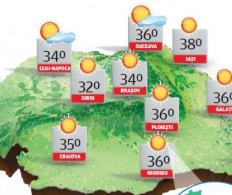 PROGNOZA METEO. Vreme deosebit de caldă în cea mai mare parte a țării, chiar caniculară în unele zone