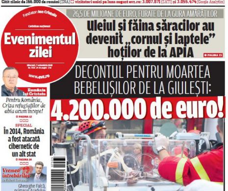 Ce puteţi citi în "Evenimentul zilei" de miercuri, 8 octombrie