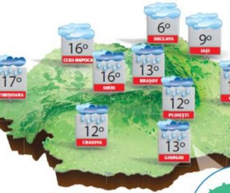 Procesul de răcire se va accentua. Cer noros, vânt și precipitații în toată țara! | PROGNOZA METEO
