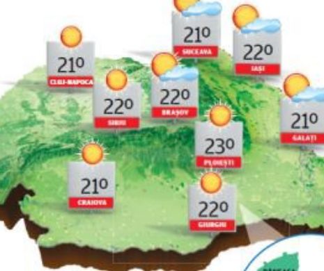 PROGNOZA METEO. Vreme frumoasă și caldă cu temperaturi la amiază peste cele normale ale acestei perioade
