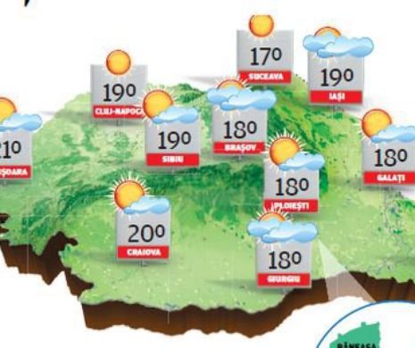 PROGNOZA METEO. Vremea se menține frumoasă în toată țara, dar și cu vânt slab și înnorări